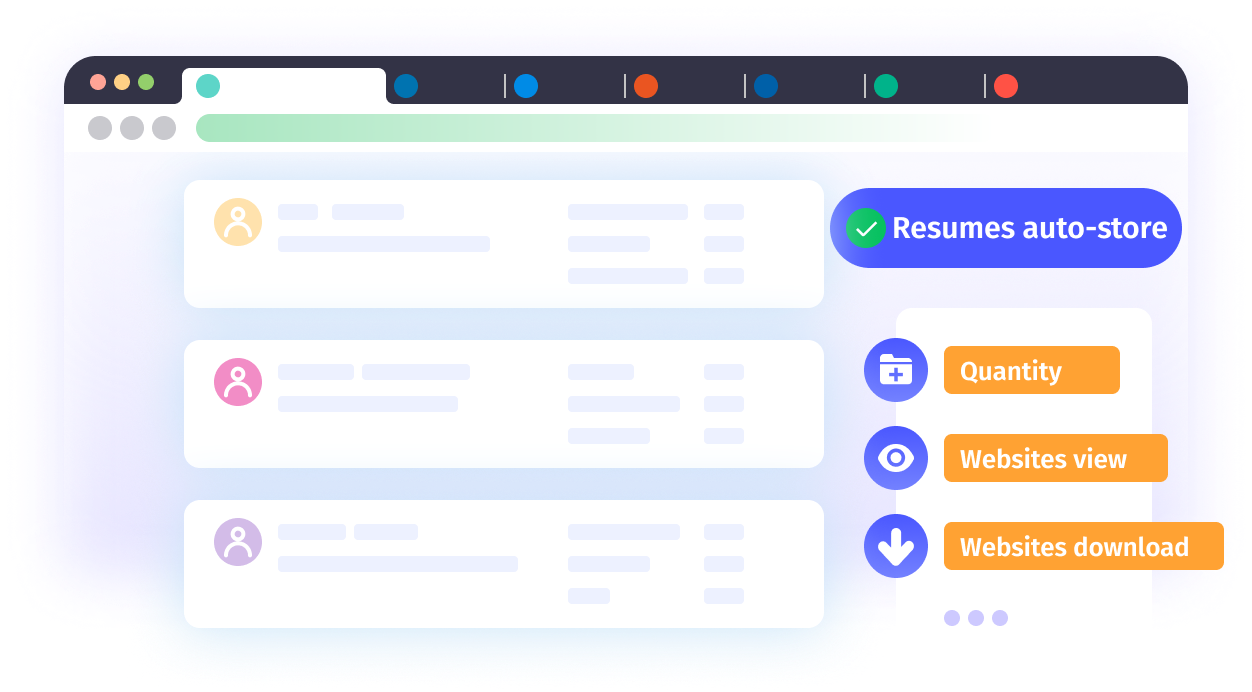 Resumes are automatically stored, and the process of browsing and downloading from major recruitment websites is under control. Quickly and comprehensively accumulate enterprise talent resources.